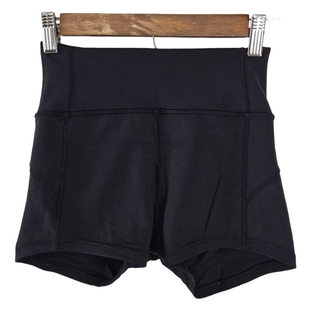 Lululemon In Movement Short Black Athletic Spankies Gym Workout Sz 4